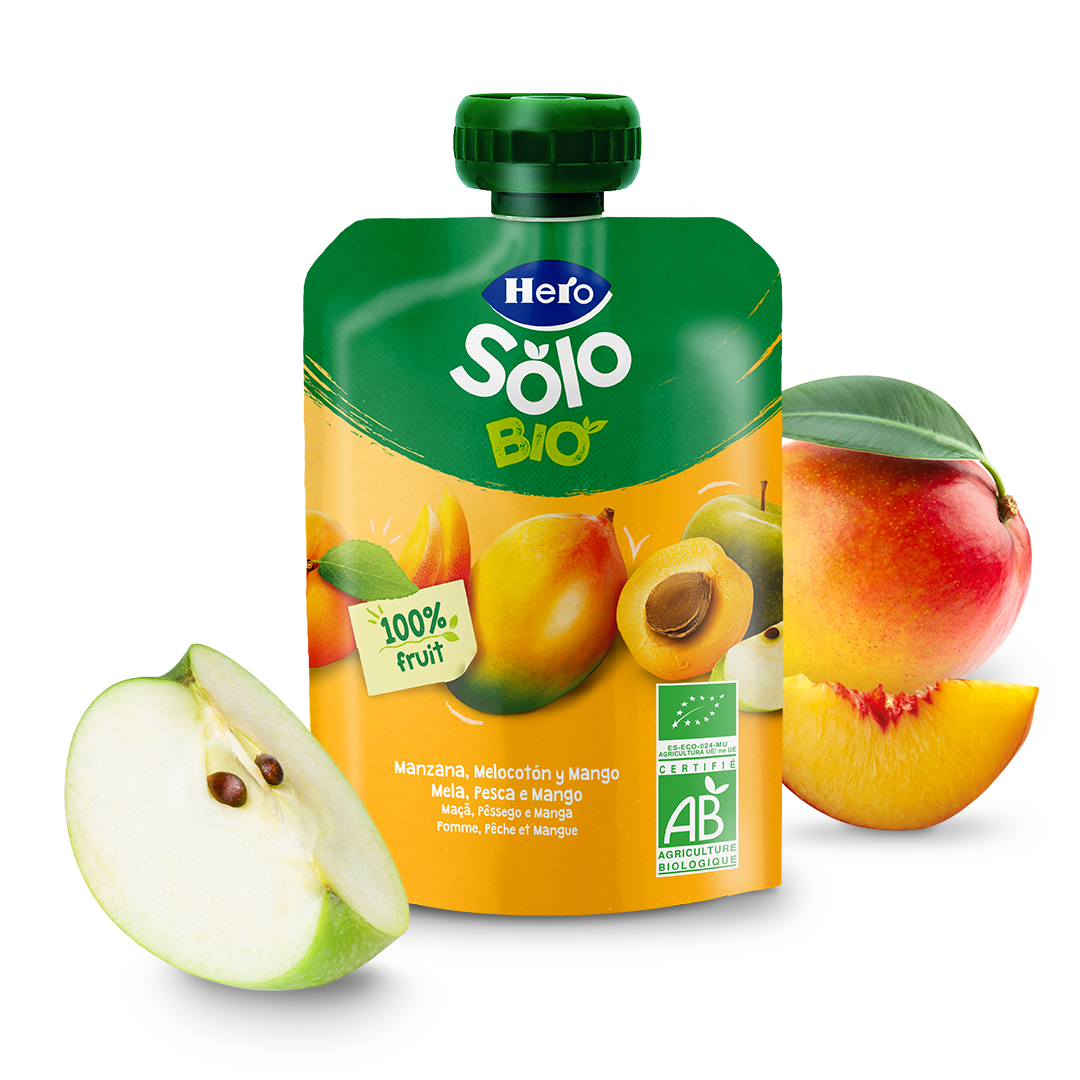Frutta Frullata Hero Solo Bio Mela, Pesca e Mango