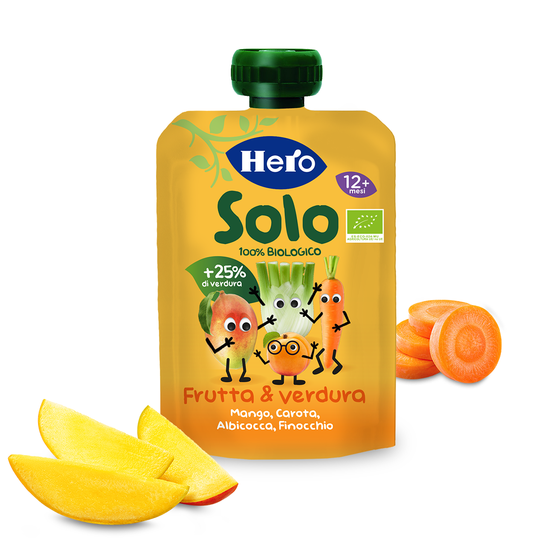 Frutta Frullata Hero Solo Bio Frutta & Verdura – Mango, Carota, Albicocca e Finocchio