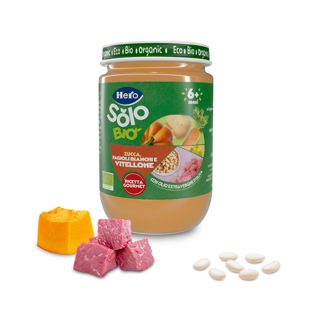 Omogeneizzato Hero Solo Bio Zucca, Fagioli Bianchi e Vitellone
