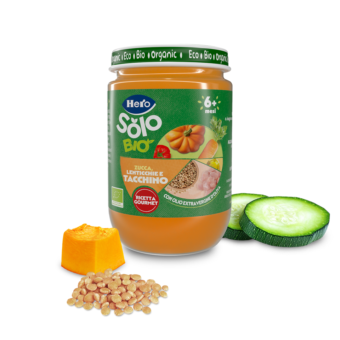 Omogeneizzato Hero Solo Bio Zucca, Lenticchie e Tacchino