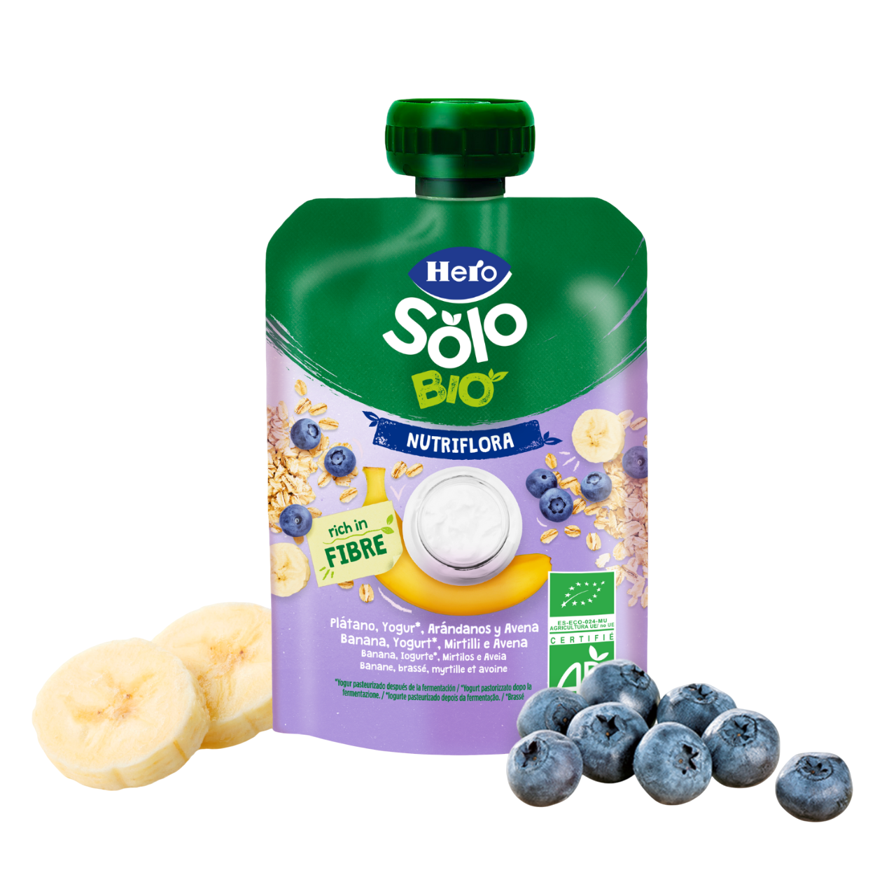 Frutta Frullata Hero Solo Bio NutriFlora – Banana, Yogurt, Mirtillo e Avena